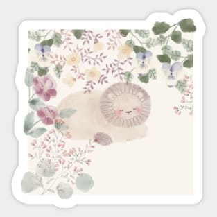 Lion Sleeping among wild flowers Sticker